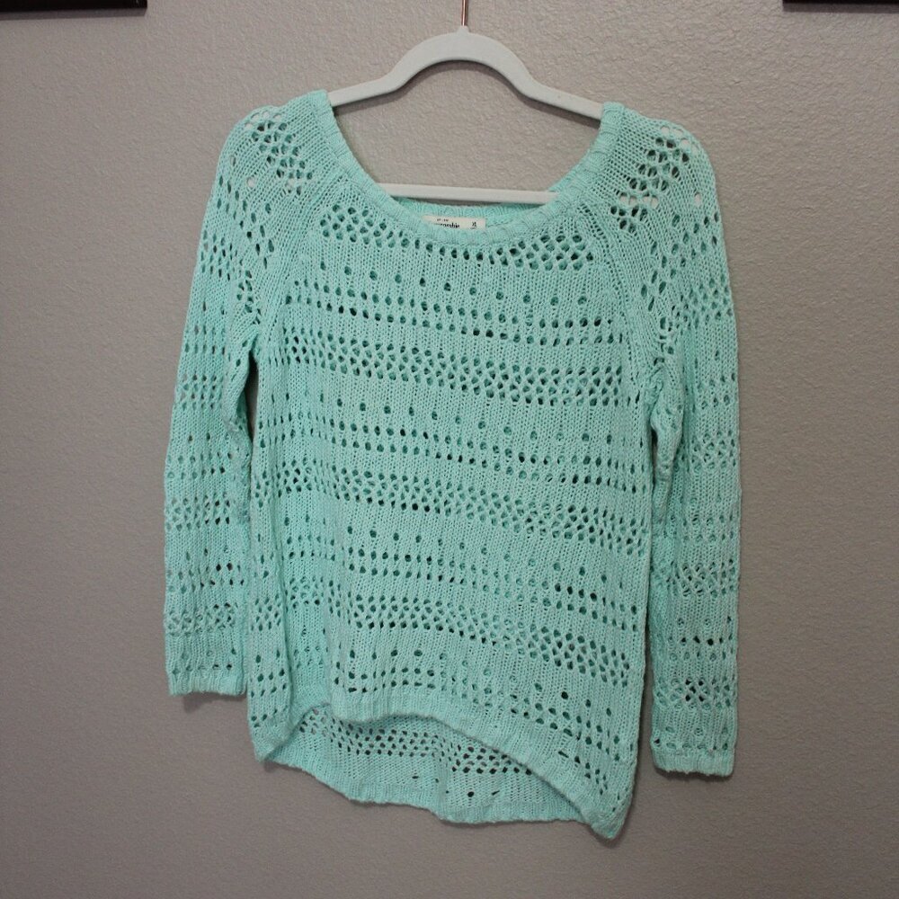 Abercrombie Kids Girls Seafoam Open Knit Hi-Lo Sweater Size XL